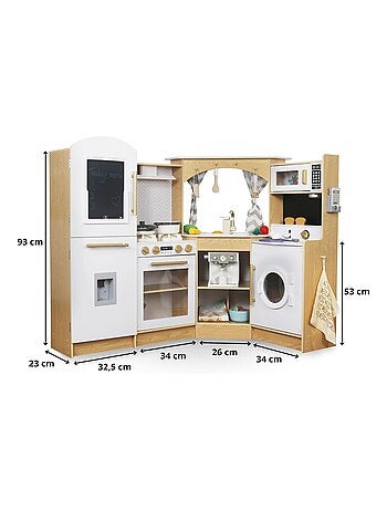 Cuisine Enfant Bois - Cuisinière Interactive, Éclairage LED, Cafetière et Accessoires