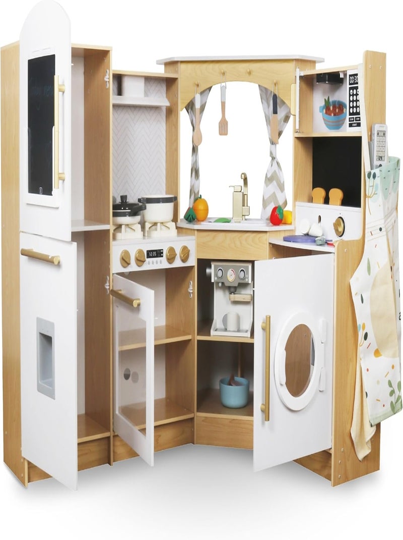 Cuisine Enfant Bois - Cuisinière Interactive, Éclairage LED, Cafetière et Accessoires N/A - Kiabi