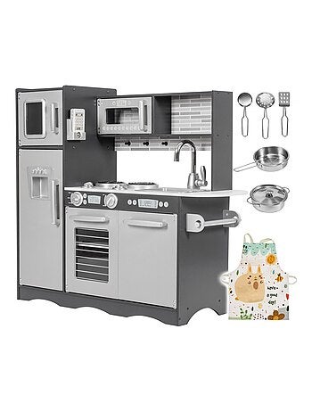 Cuisine enfant bois avec LED et tablier 93x83cm Mamabrum