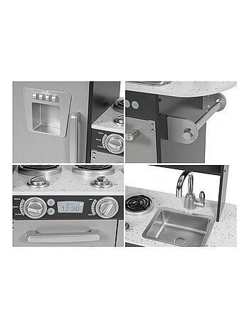 Cuisine enfant bois avec LED et tablier 93x83cm Mamabrum