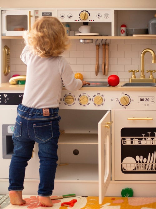 Cuisine Enfant Bois, LED, Micro-Ondes, Lave-Vaisselle, Machine à Café, Four - Kiabi