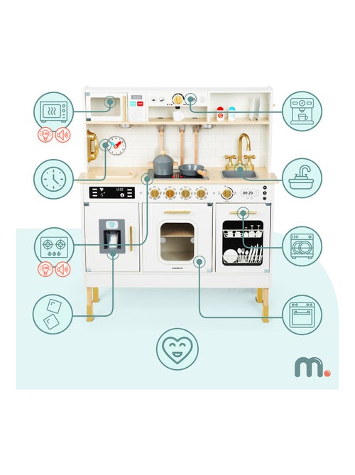Cuisine Enfant Bois, LED, Micro-Ondes, Lave-Vaisselle, Machine à Café, Four - Kiabi