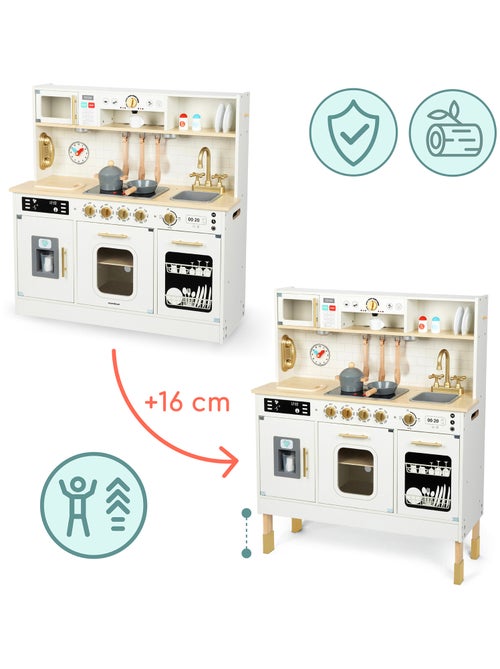 Cuisine Enfant Bois, LED, Micro-Ondes, Lave-Vaisselle, Machine à Café, Four - Kiabi