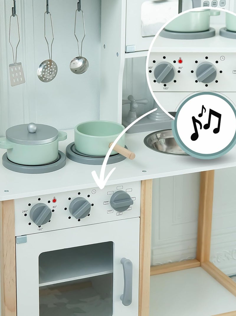 Cuisine Enfant Bois, Micro-Ondes, Four, évier et Accessoires, Sons mécanique, Jouet Montessori +3 N/A - Kiabi