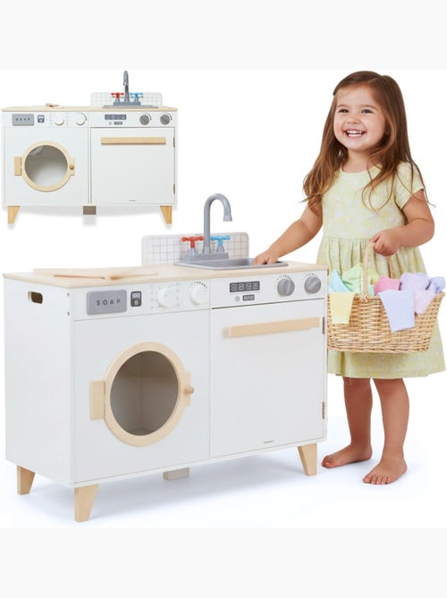 Cuisine Enfant & Buanderie en Bois - avec Lave-linge, évier et Accessoires 73,5*29*67 cm - Kiabi