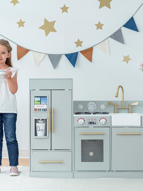 Cuisine Enfant en bois 2 pièces-3 accessoires Cuisine De Jeu Dinette - Kiabi