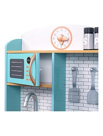 Cuisine enfant en bois avec 19 accessoires dinette jeux d’imitation gris Teamson Kids TD-13629A
