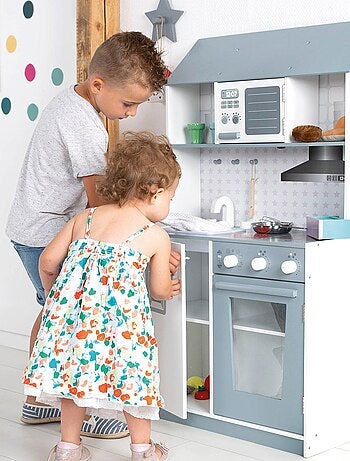 Cuisine enfant en bois avec cuisinière et réfrigérateur pour fille et garçon 'Roba'