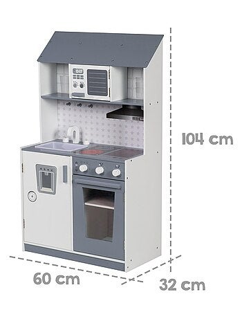 Cuisine enfant en bois avec cuisinière et réfrigérateur pour fille et garçon 'Roba'