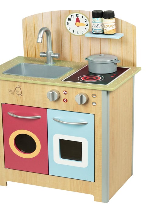 Cuisine enfant en bois dinette avec 4 accessoires - Kiabi