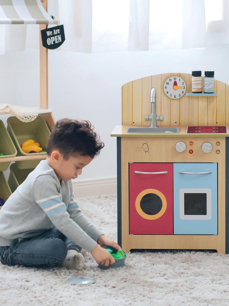 Cuisine enfant en bois dinette avec 4 accessoires N/A - Kiabi