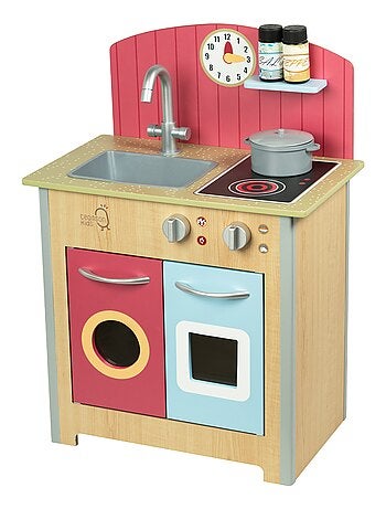 Cuisine enfant en bois dinette avec 4 accessoires