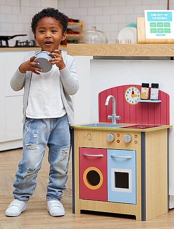 Cuisine enfant en bois dinette avec 4 accessoires