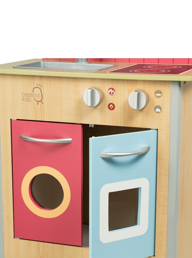 Cuisine enfant en bois dinette avec 4 accessoires rouge bleu naturel Teamson Kids Porto TD-13595A N/A - Kiabi