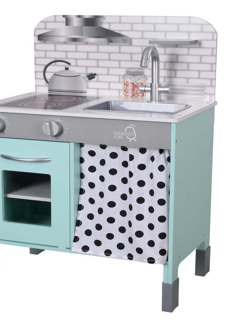 Cuisine enfant en bois hauteur réglable jeux de rôle imitation garçon fille bleu blanche N/A - Kiabi