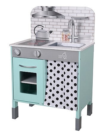Cuisine enfant en bois hauteur réglable jeux de rôle imitation garçon fille bleu