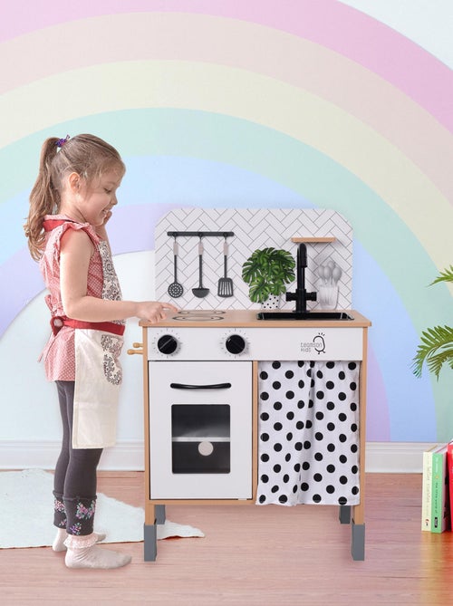 Cuisine enfant en bois hauteur réglable jeux de rôle imitation garçon fille - Kiabi