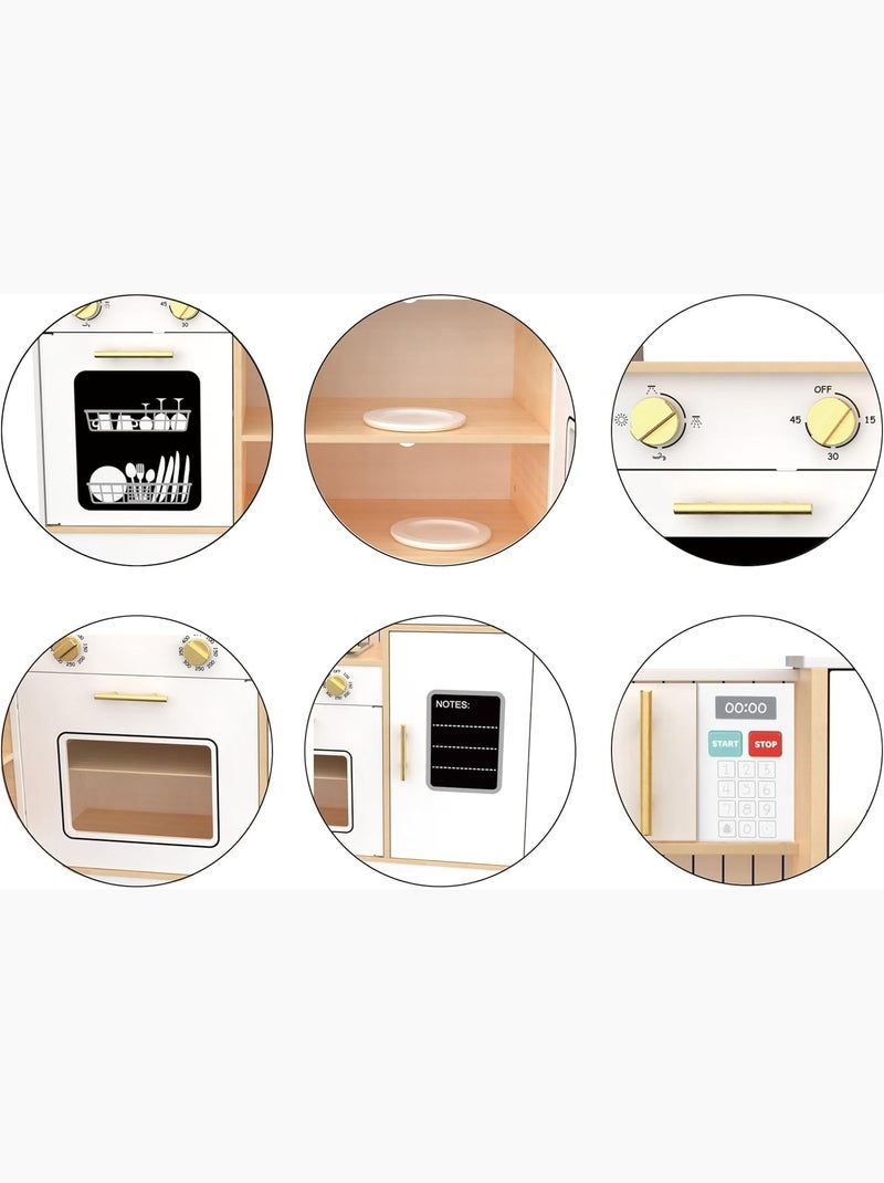 Cuisine Enfant en Bois interactive, Cuisine Angle - Réfrigérateur, Micro-ondes, Four, Lave-vaisselle N/A - Kiabi