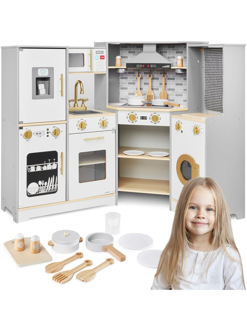 Cuisine Enfant en Bois, LED - Interactive, Hotte, Lave-linge, Four, Lave-vaisselle N/A - Kiabi