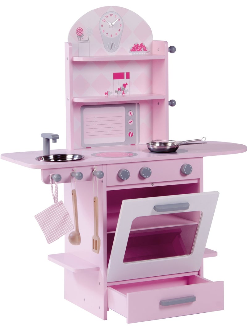 Cuisine enfant en bois massif + Accessoires ROBA Rose clair - Kiabi