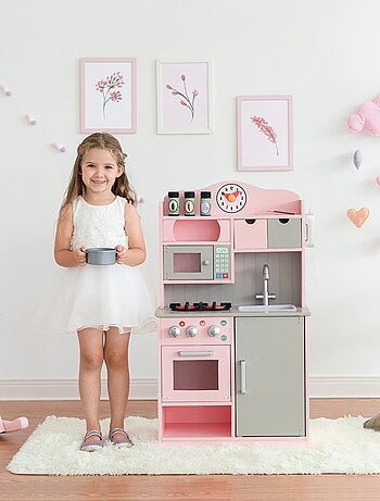 Cuisine enfant Florence dinette en bois avec accessoires fille garçon rose Teamson Kids TD-11708P