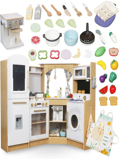 Cuisine enfant interactive bois avec LED et café Mamabrum - Kiabi
