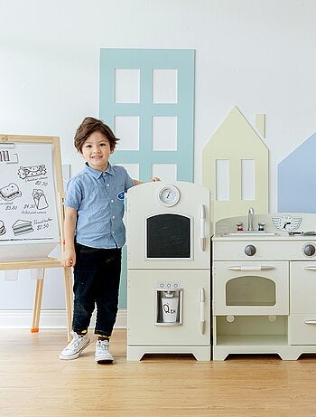 Cuisine enfant Little Chef dinette en bois blanche fille garçon jeux TD-11413W