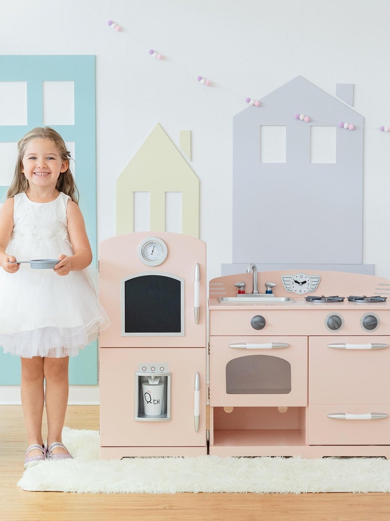 Cuisine enfant Little Chef dinette en bois rose fille garçon jeux TD-11413P N/A - Kiabi