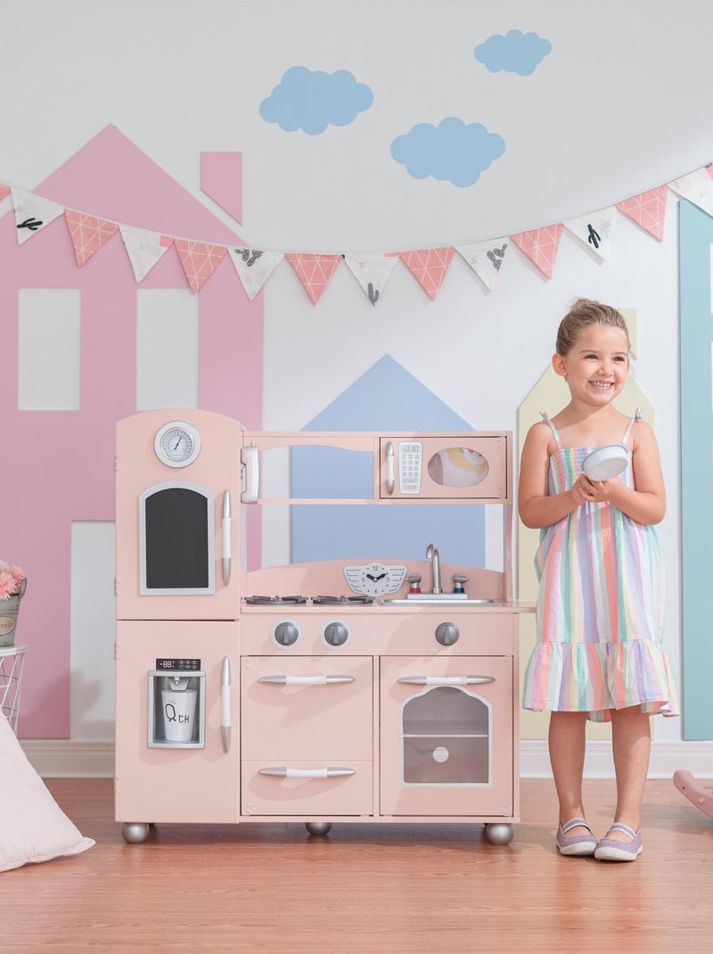 Cuisine enfant Little Chef dinette en bois rose fille garçon jeux TD-11414P N/A - Kiabi