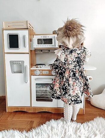 Cuisine enfant XXL bois avec LED et frigo Mamabrum