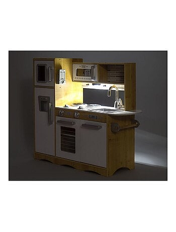 Cuisine enfant XXL bois avec LED et frigo Mamabrum
