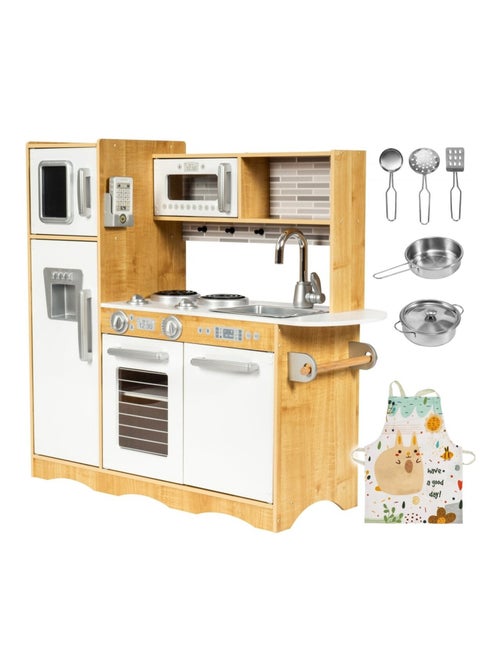 Cuisine enfant XXL bois avec LED et frigo Mamabrum - Kiabi
