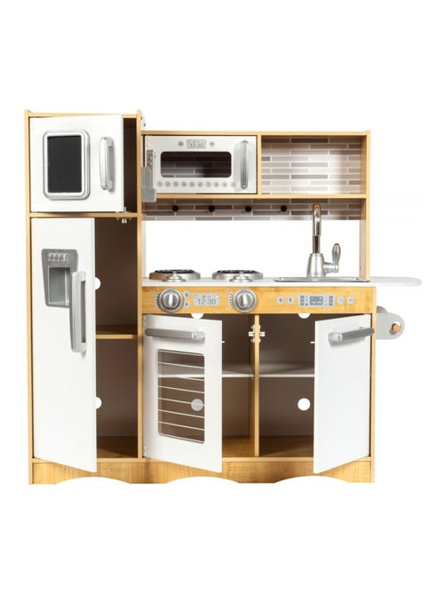 Cuisine enfant XXL bois avec LED et frigo Mamabrum - Kiabi