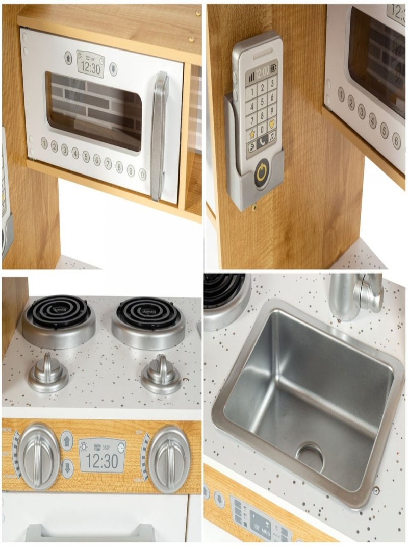 Cuisine enfant XXL bois avec LED et frigo Mamabrum N/A - Kiabi