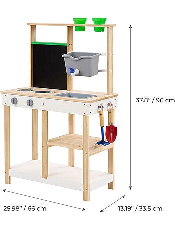 Cuisine Extérieure Bois avec Accessoires et Évier, 96cm