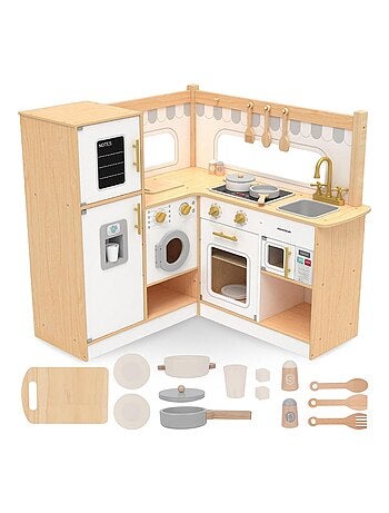 Cuisine interactive bois frigo et micro-ondes Mamabrum