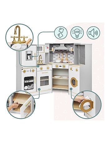 Cuisine interactive bois LED lave-linge et vaisselle Mamabrum