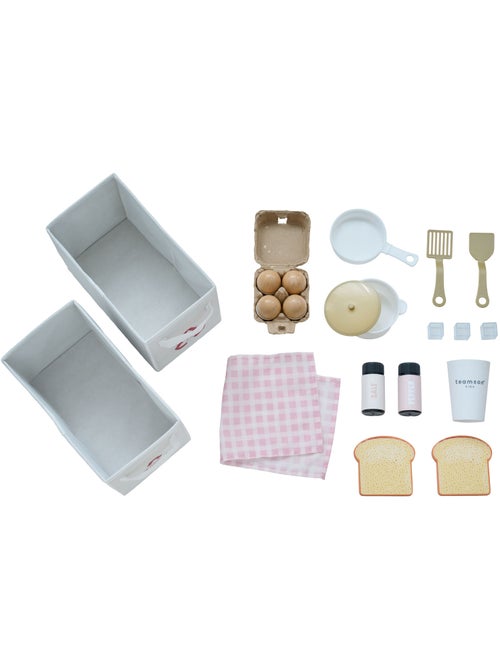 Cuisine jouet bois 3 pièces modulable, 21 accessoires, 89cm, Rose, - Kiabi