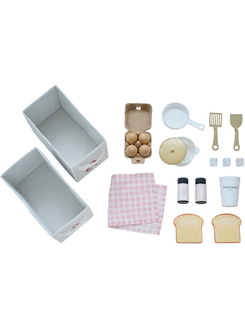 Cuisine jouet bois 3 pièces modulable, 21 accessoires, 89cm, Rose, Rose - Kiabi