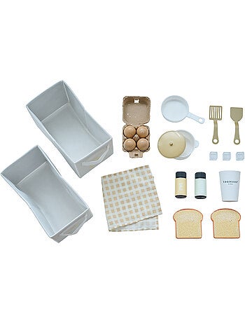 Cuisine jouet bois 3 pièces modulable, 21 accessoires, 89cm, Rose,
