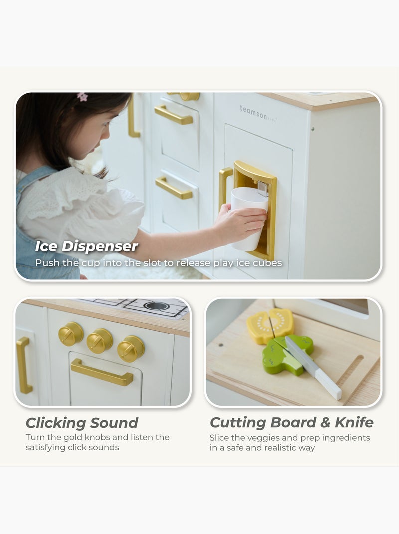 Cuisine jouet bois enfant, 17 accessoires, 75cm, Blanc, Blanc - Kiabi