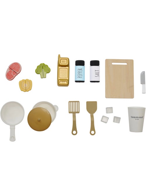 Cuisine jouet bois enfant, 17 accessoires, 75cm, Blanc, - Kiabi