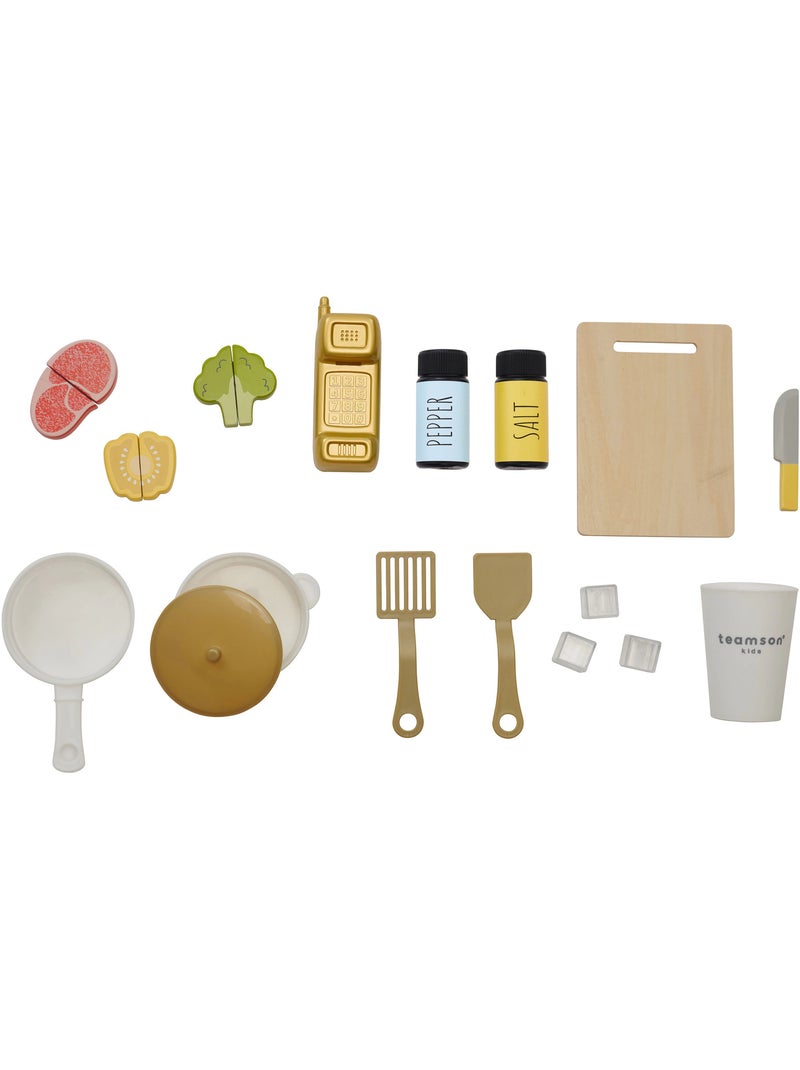 Cuisine jouet bois enfant, 17 accessoires, 75cm, Bleu, Bleu - Kiabi