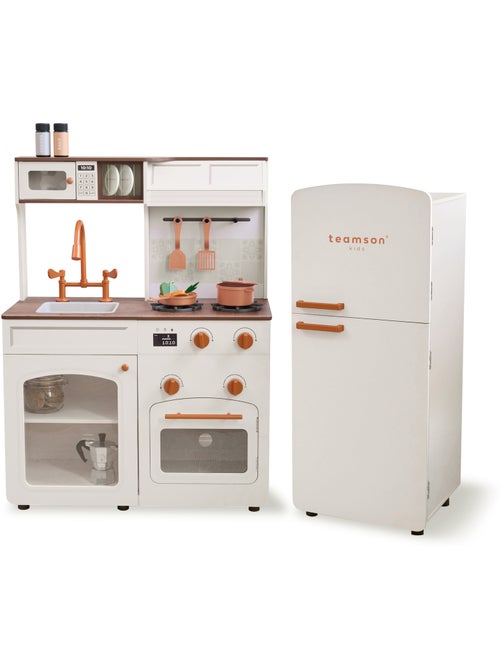 Cuisine jouet bois modulable, 14 accessoires, 92cm, Blanc, - Kiabi