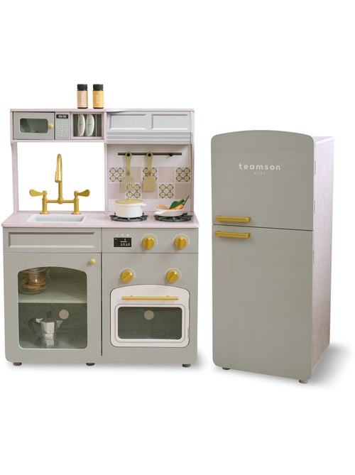 Cuisine jouet bois modulable, 14 accessoires, 92cm, Vert, - Kiabi