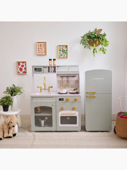 Cuisine jouet bois modulable, 14 accessoires, 92cm, Vert, - Kiabi