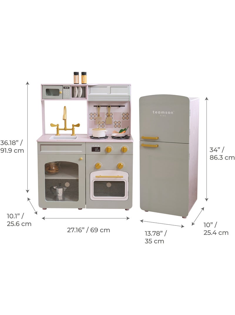 Cuisine jouet bois modulable, 14 accessoires, 92cm, Vert, Vert - Kiabi
