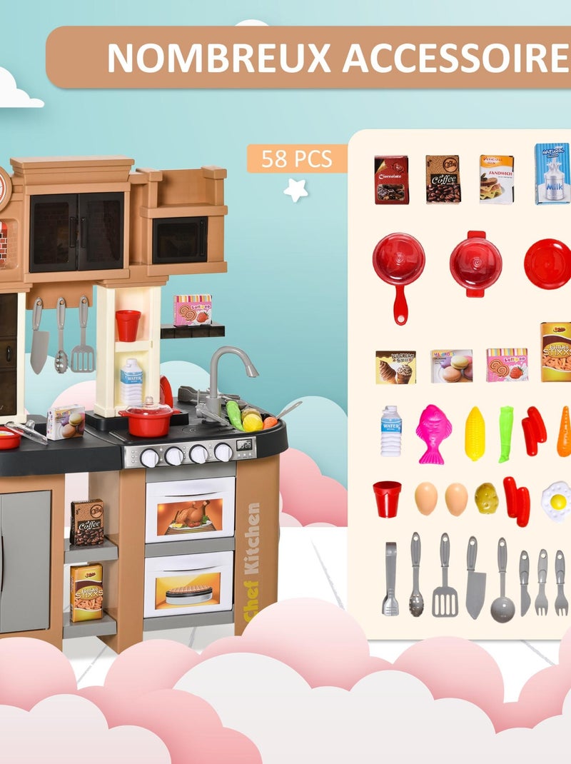 Cuisine pour enfant - dinette - 58 accessoires variés - marron N/A - Kiabi