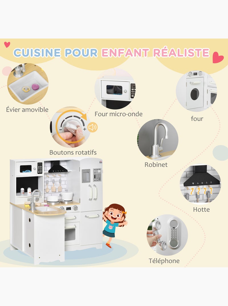 Cuisine pour enfant jeu d'imitation nombreux accessoires rangements Blanc Blanc - Kiabi