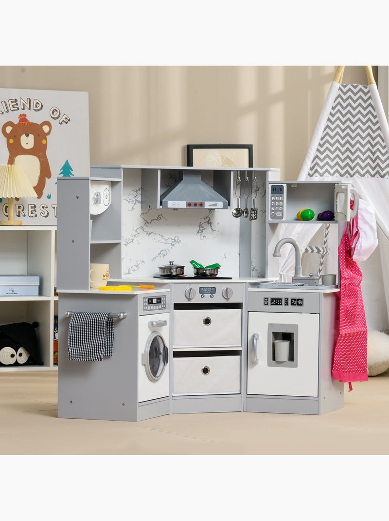 Cuisine pour enfant jeu d'imitation nombreux accessoires rangements gris blanc N/A - Kiabi